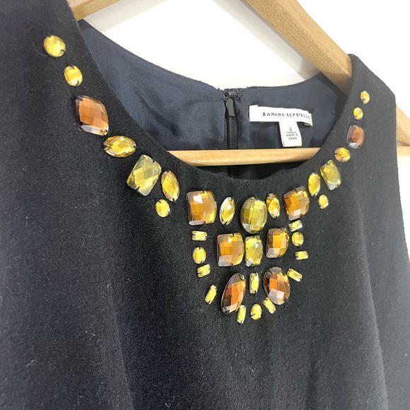 Banana Republic Gemstone‎ Collar Sleeveless Sheath Wool Blend Dress Size 6 - Picture 2 of 10